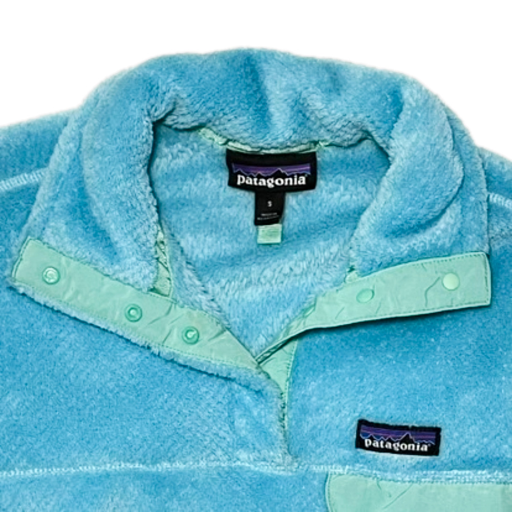 Patagonia Re-Tool Half Snap Fleece Pullover Blue Green Trim Women’s S - Picture 3 of 10